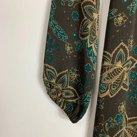 Ann Taylor Loft Dress Floral Side Zip Lined Long Sleeve Brown Sz 6 Bohofairy Y2K - Picture 11 of 15